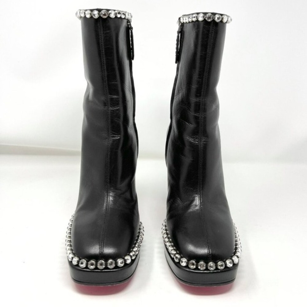 Gucci Black Platform Boots Crystal Embellished Chunky Heel‎ Size 38.5 - Picture 2 of 10